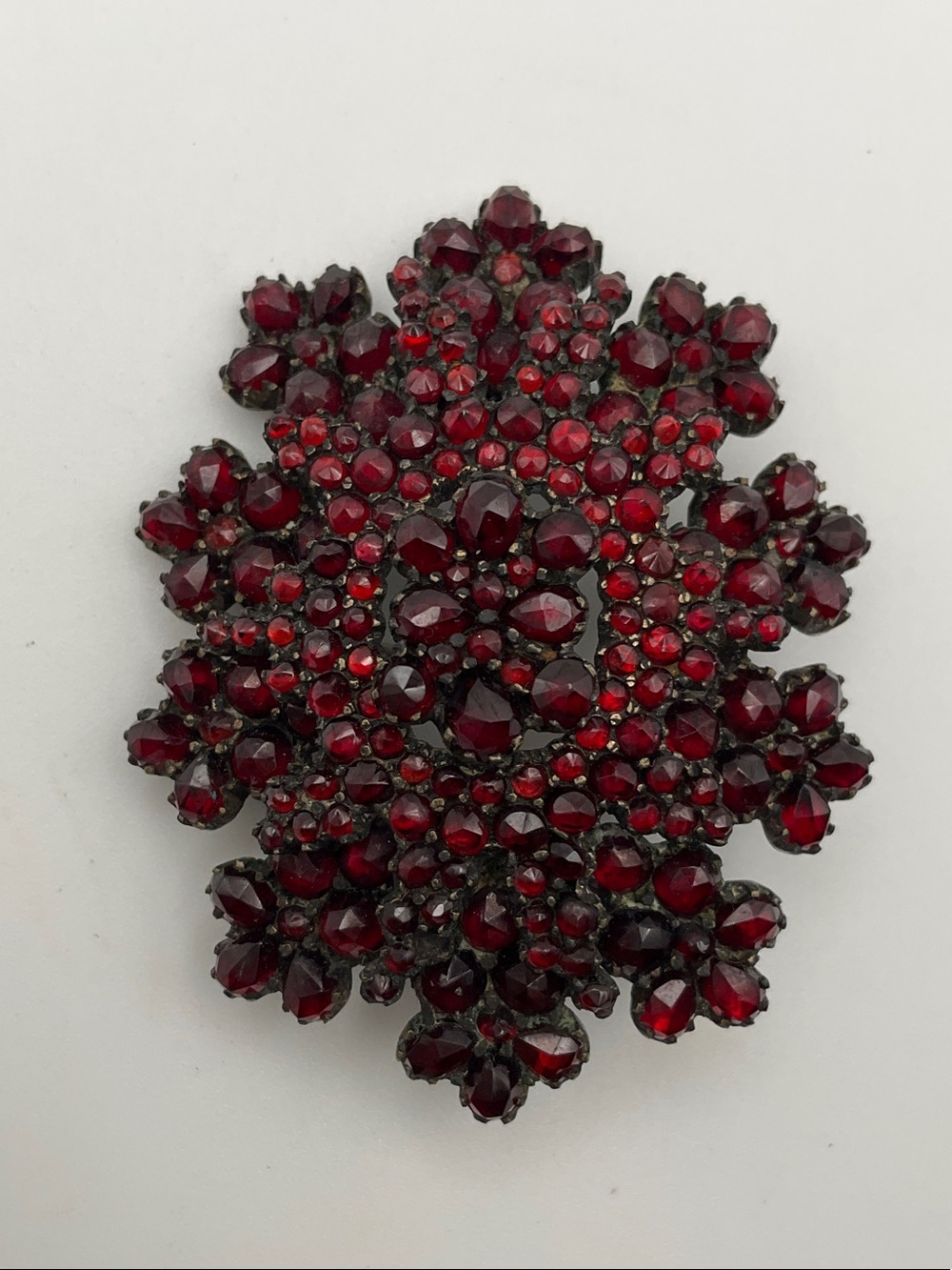 Antique Victorian Bohemian garnet cluster brooch